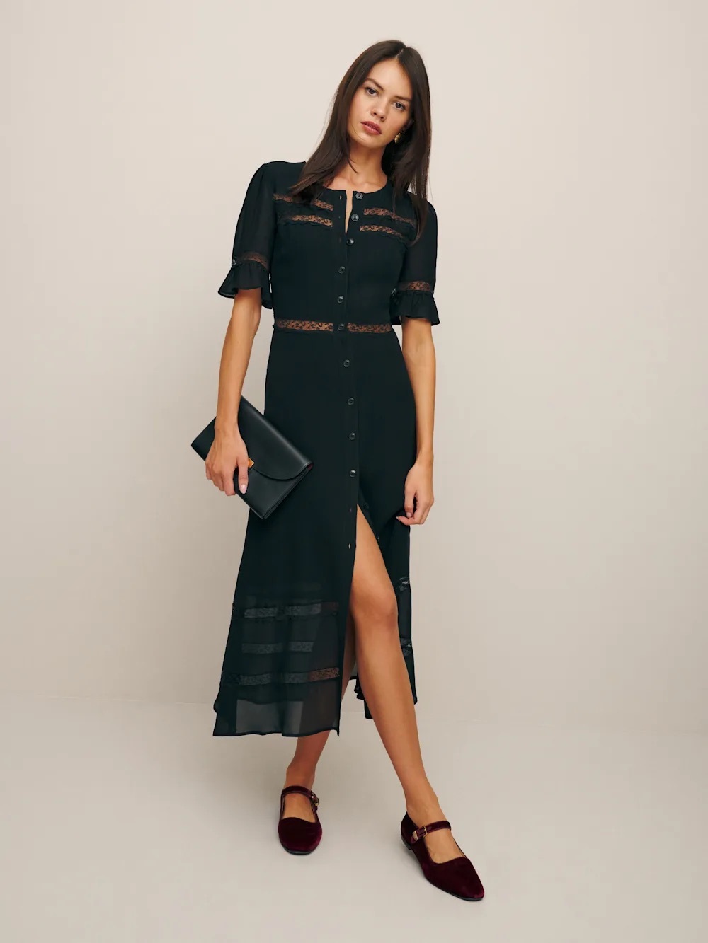 Reformation Woodson Dress In Black, NEW WITHOUT TAGS, NEVER WORN, NO FLAWS.